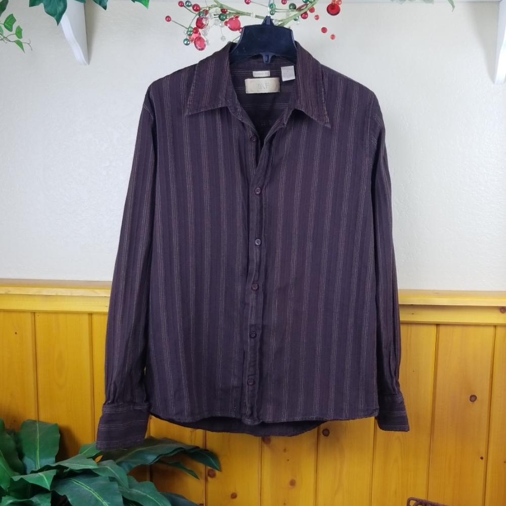 BKE Brown Large Button Down Shirt - Picture 1 of 3